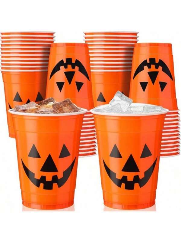 แก้วปาร์ตี้ฟักทอง - ชุดแก้วกระดาษรูปหัวฟักทอง