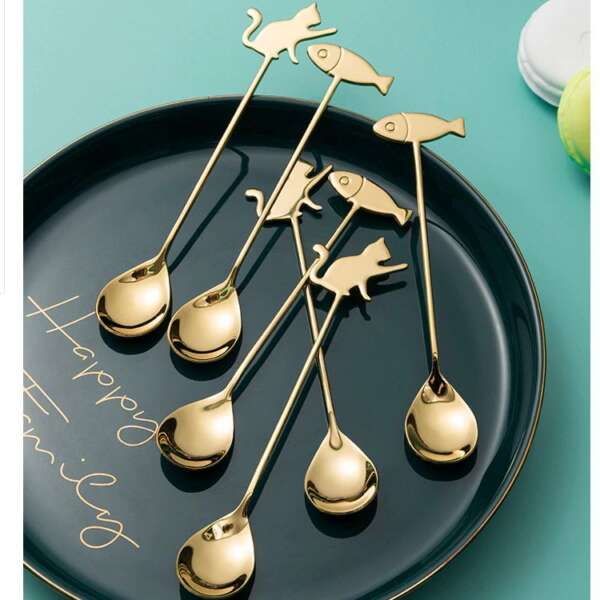 ช้อนส้อมนกฟลามิงโก - ชุดช้อนส้อมสีทองรูปนกฟลามิงโก