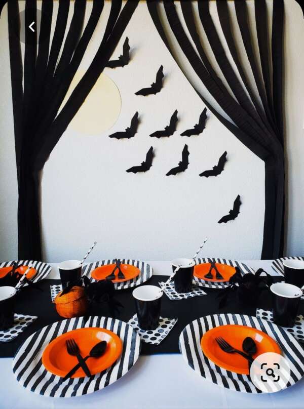 ที่รองจานฮาโลวีน - ที่รองจานลายฟักทองและค้างคาว