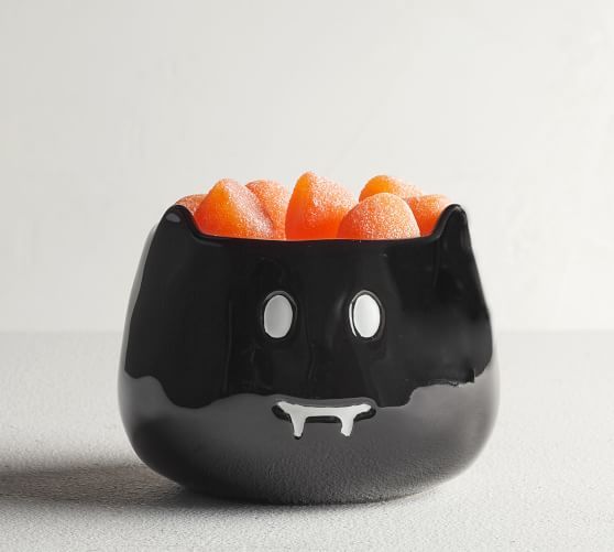 ชามแมวดำ - ชามเซรามิกสีดำรูปแมว มีหูและลายหน้าแมว