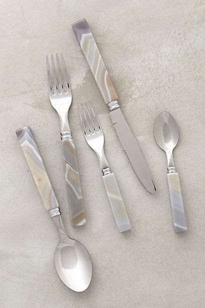 ชุดช้อนส้อมเรียบง่าย - ชุดช้อนส้อมสแตนเลสสีเงินดีไซน์เรียบง่าย